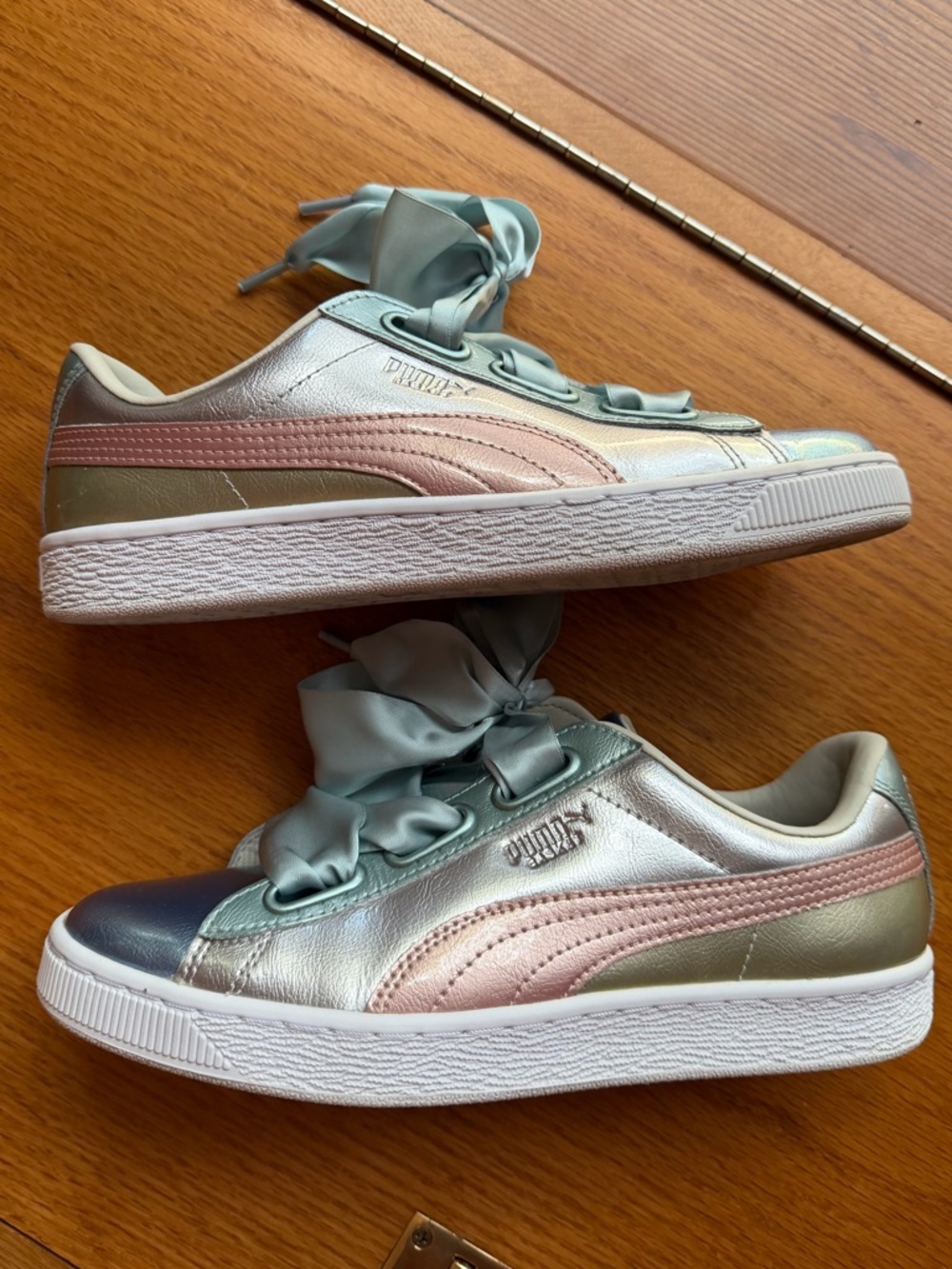 Puma Basket Heart Bauble Sneakers with Ribbon Bow 9
